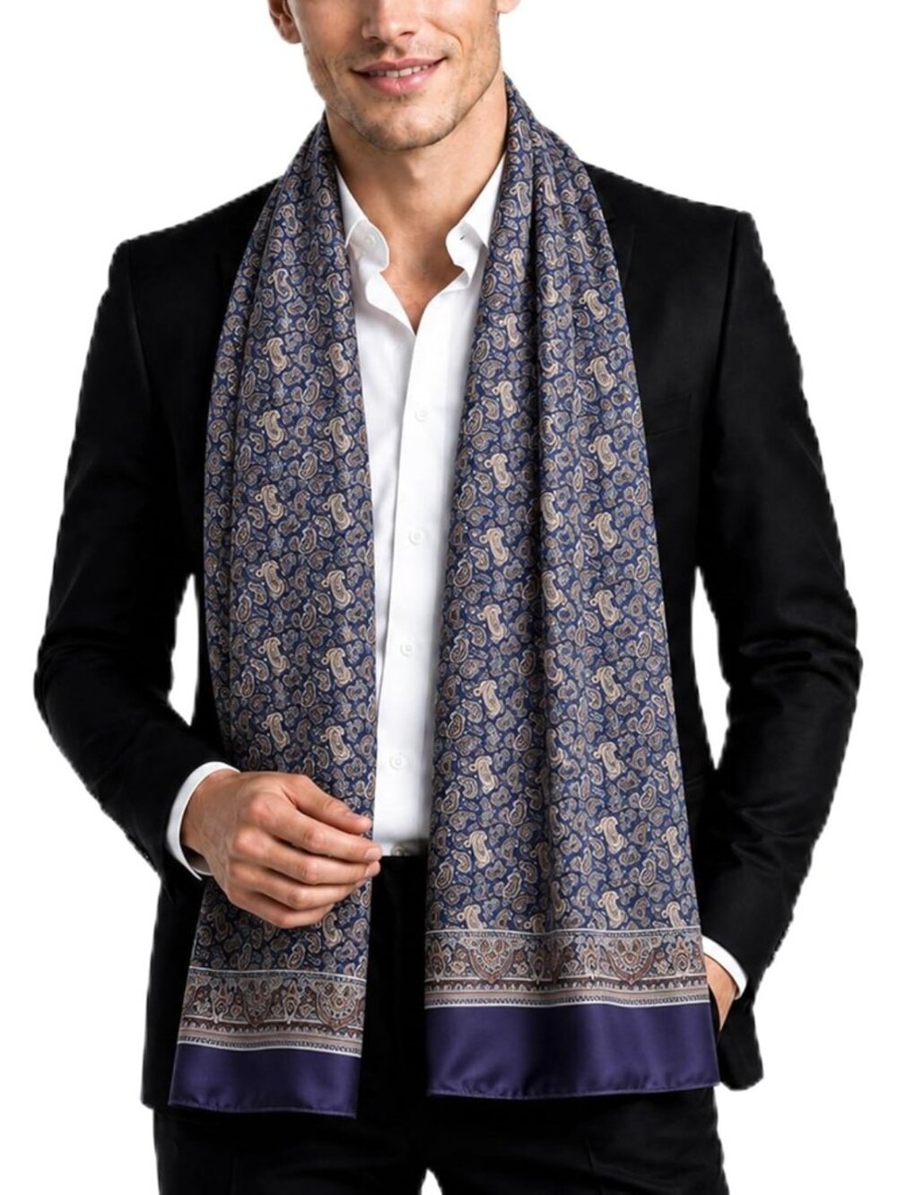 Stylish Men's Lightweight Silk Scarf - Elegant Neckerchief for Business & Casual